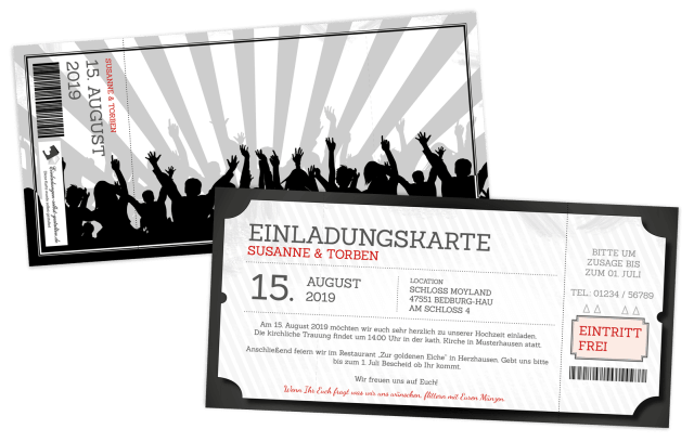 Einladungskarten Ticket | selbst gestalten & bestellen!